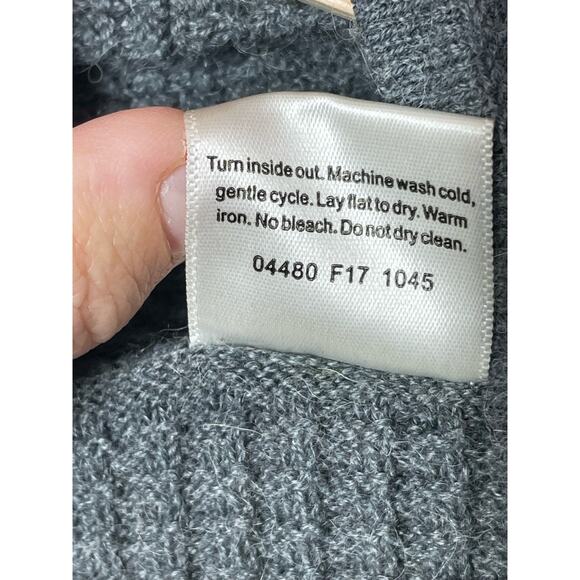 Fair Indigo Waffle Weave Gray Cardigan Size Large Cotton Alpaca Blend Made Peru - Picture 4 of 4